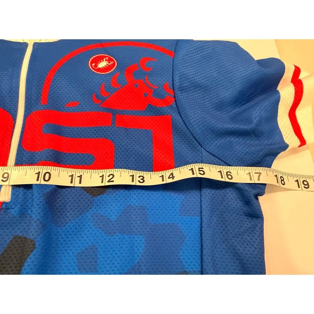 Castelli Attacco Kid Cycling Jersey Blue Camo Red White YXL 17082-057 NWT
